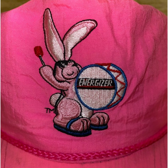 Vintage Nylon Snapback Hat Energizer Bunny 90's Neon Hot Pink Cap Hat - Picture 5 of 6